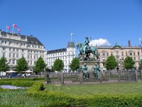Kongens Nytorv (Kings New Square) statue of Christian V, 1688, and Hotel D'Angleterre.