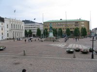 city square, city hall on the left