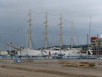sailing ship converted to a floating hotel on the Gota alv