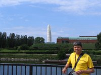 Francisco on bridge in Kungsparken with Turning Torso in background