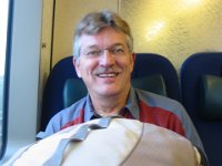 Bill on train, happy to be going home