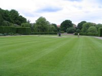 formal garden with statue