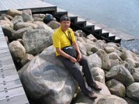 Sundspromenaden Beach, Francisco on a polished rock